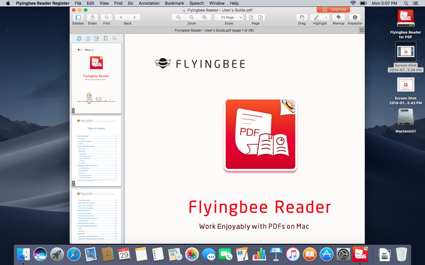 flyingbee reader - screen shot slide